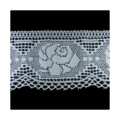 Puntilla Bolillo Blanco Semigruesa Diseño Rosas 14cm