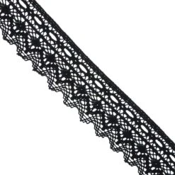 Puntilla Bolillo Con Pasacintas Negro 45mm. Conjunto 8