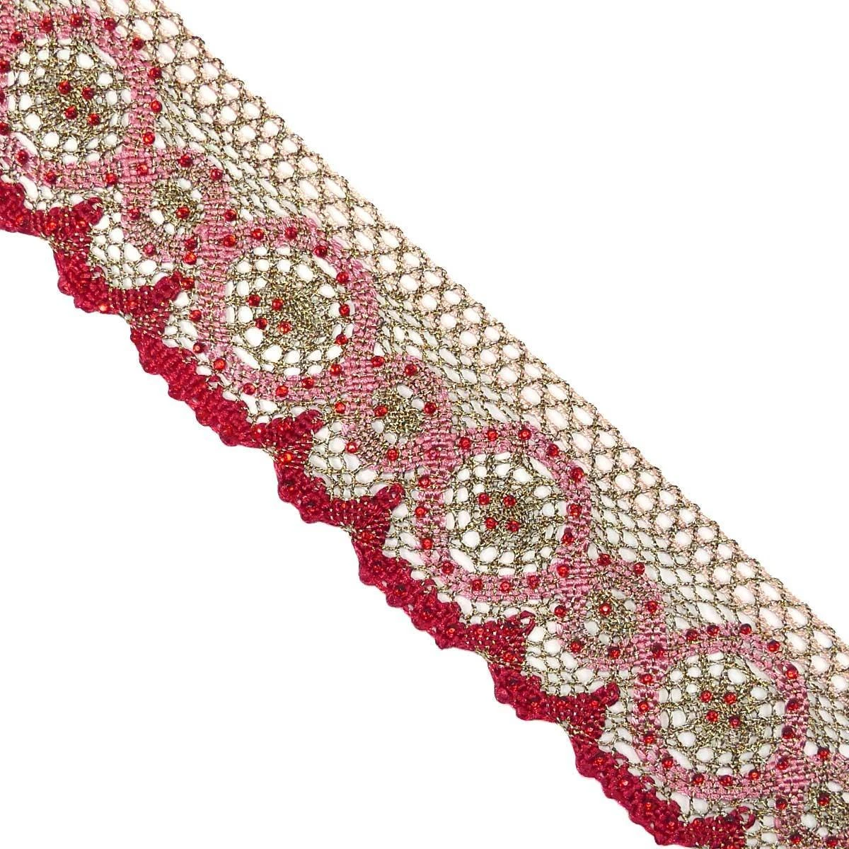 Puntilla De Bolillo Con Strass 5cm 3 Puntilla De Bolillo Con Strass 5cm