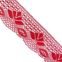 Puntilla Bolillo En Rojo 7,3cm
