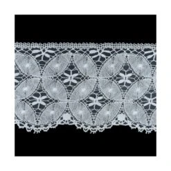 Puntilla Bolillo Francés Blanco Diseño óvalos 10cm