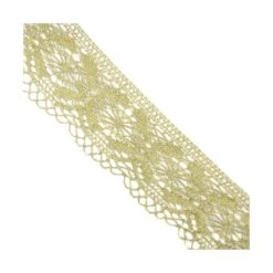 Puntilla Bolillo Metalizada óvalos 6cm. Oro Y Plata