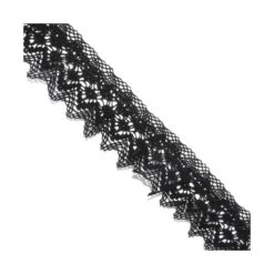 Puntilla Bolillo Negra Fruncida 4cm. Conjunto 8