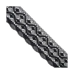 Puntilla Bolillo óvalos Y Ondas Negro 55mm