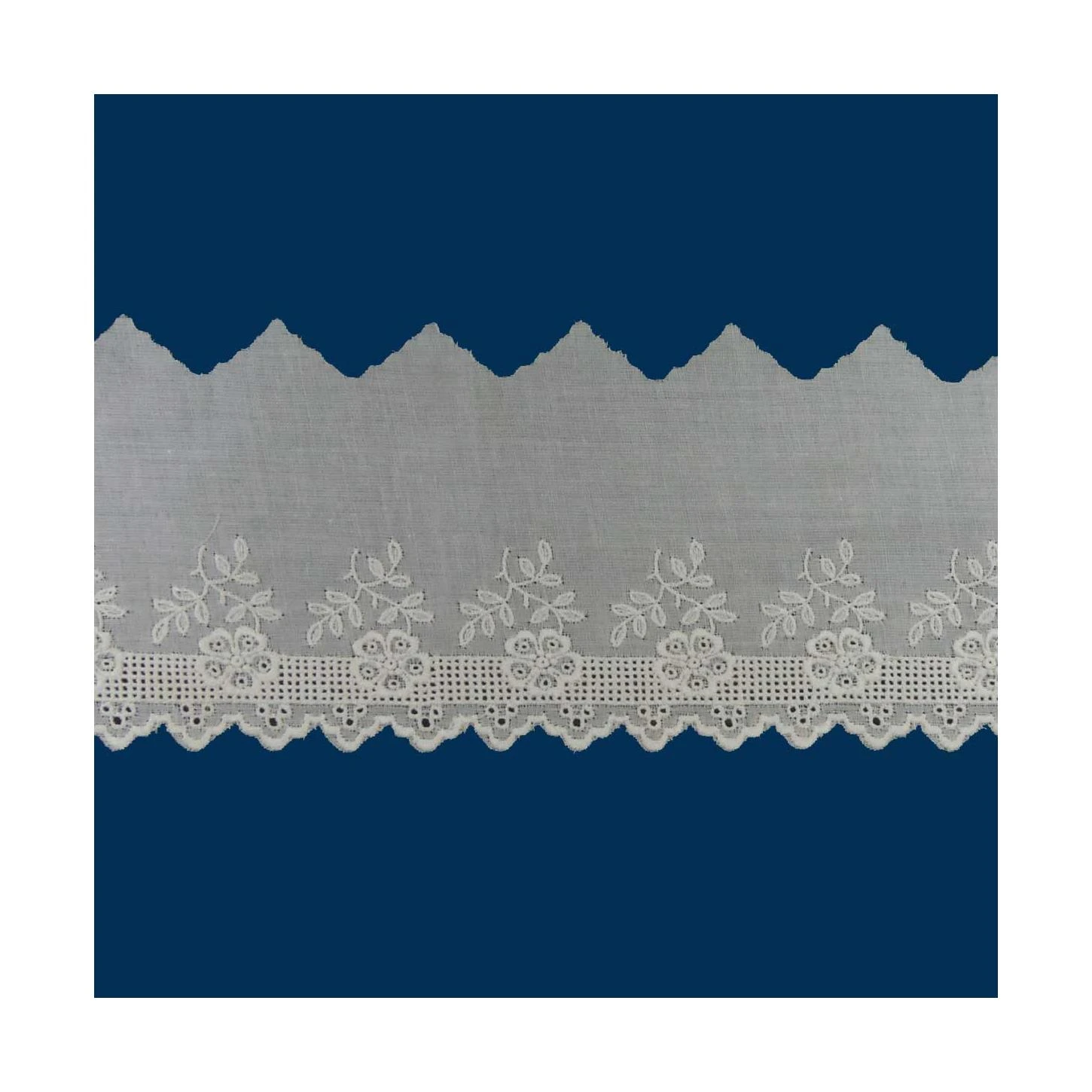 Puntilla Bordada Algodón Crudo 7cm. Conjunto 16 3 Puntilla Bordada Algodón Crudo 7cm. Conjunto 16