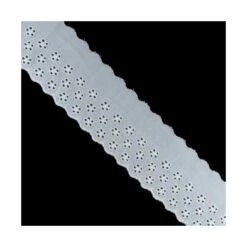 Puntilla Bordada Batista Blanco Margaritas 5cm. Conjunto 40