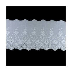 Puntilla Bordada Blanco Algodón Blanco 9cm. Conjunto 90