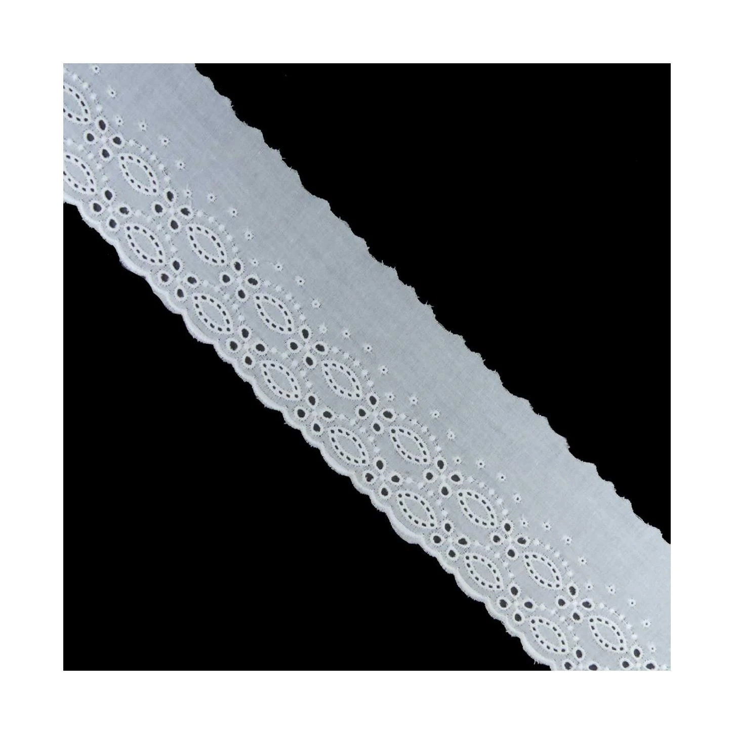 Puntilla Bordada Blanco óvalos 5cm. Conjunto 56 3 Puntilla Bordada Blanco óvalos 5cm. Conjunto 56