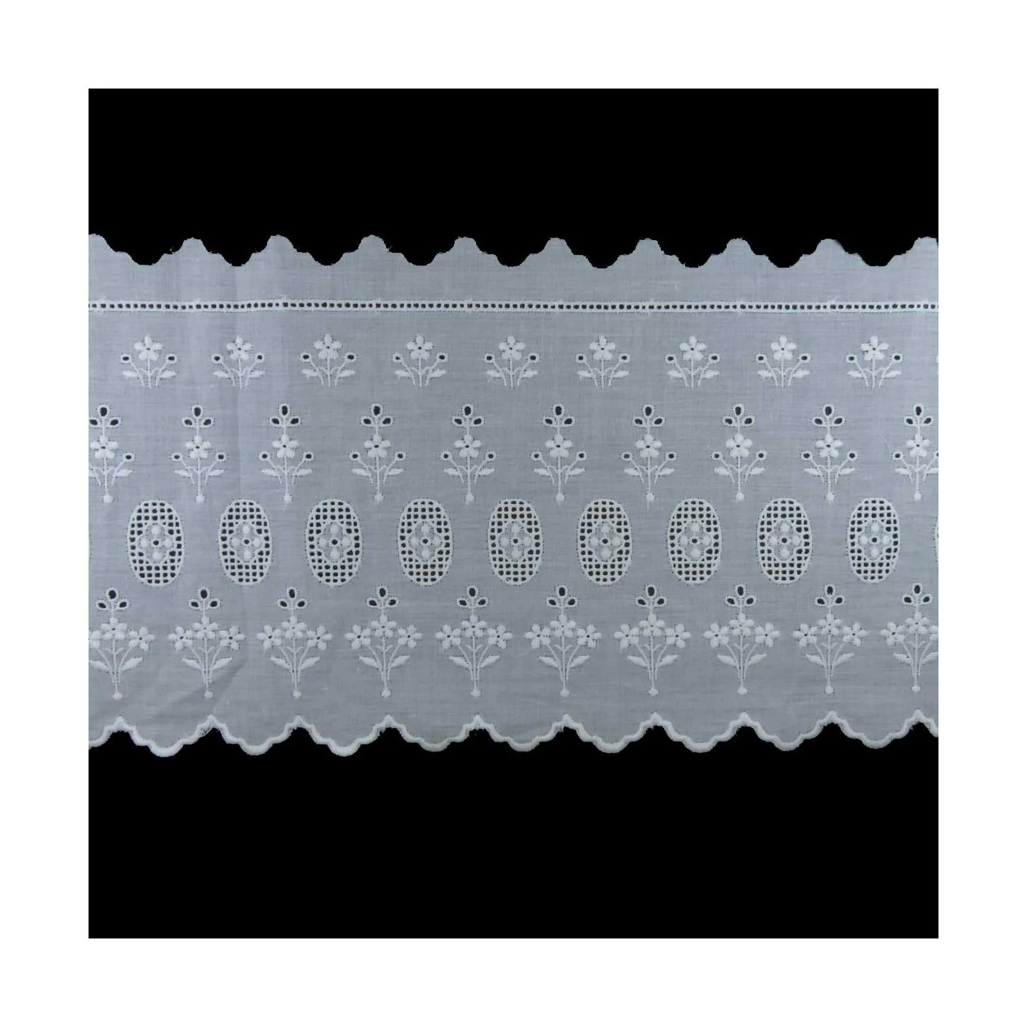 Puntilla Bordada Blanco Ramos Flores 13cm 3 Puntilla Bordada Blanco Ramos Flores 13cm