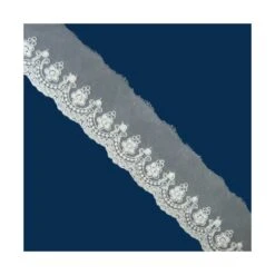 Puntilla Bordada De Organdí Crudo 45mm