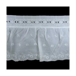 Puntilla Bordada Fruncida 14,5cm Con Pasacintas Blanco