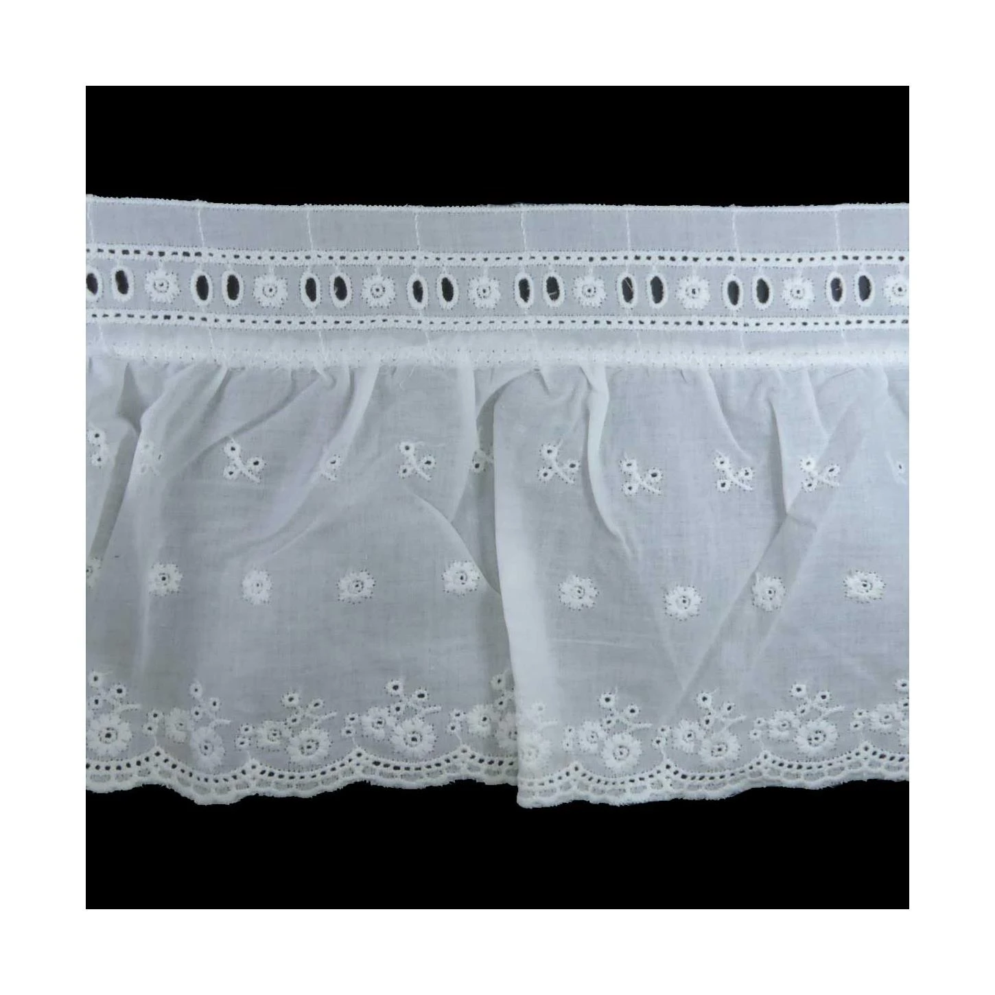 Puntilla Bordada Fruncida 14,5cm Con Pasacintas Blanco 3 Puntilla Bordada Fruncida 14,5cm Con Pasacintas Blanco