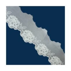 Puntilla Bordada De Organza Crudo 55mm. Gran Flor