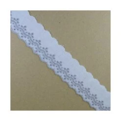 Puntilla Bordada Semillas Blanco Y Gris 32mm. Conjunto 5