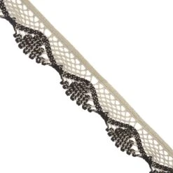 Puntilla De Bolillo Beig Y Marrón 3,5cm