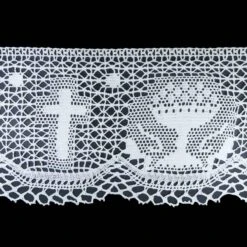 Puntilla De Bolillo Blanco Con Cáliz Y Cruz 14cm