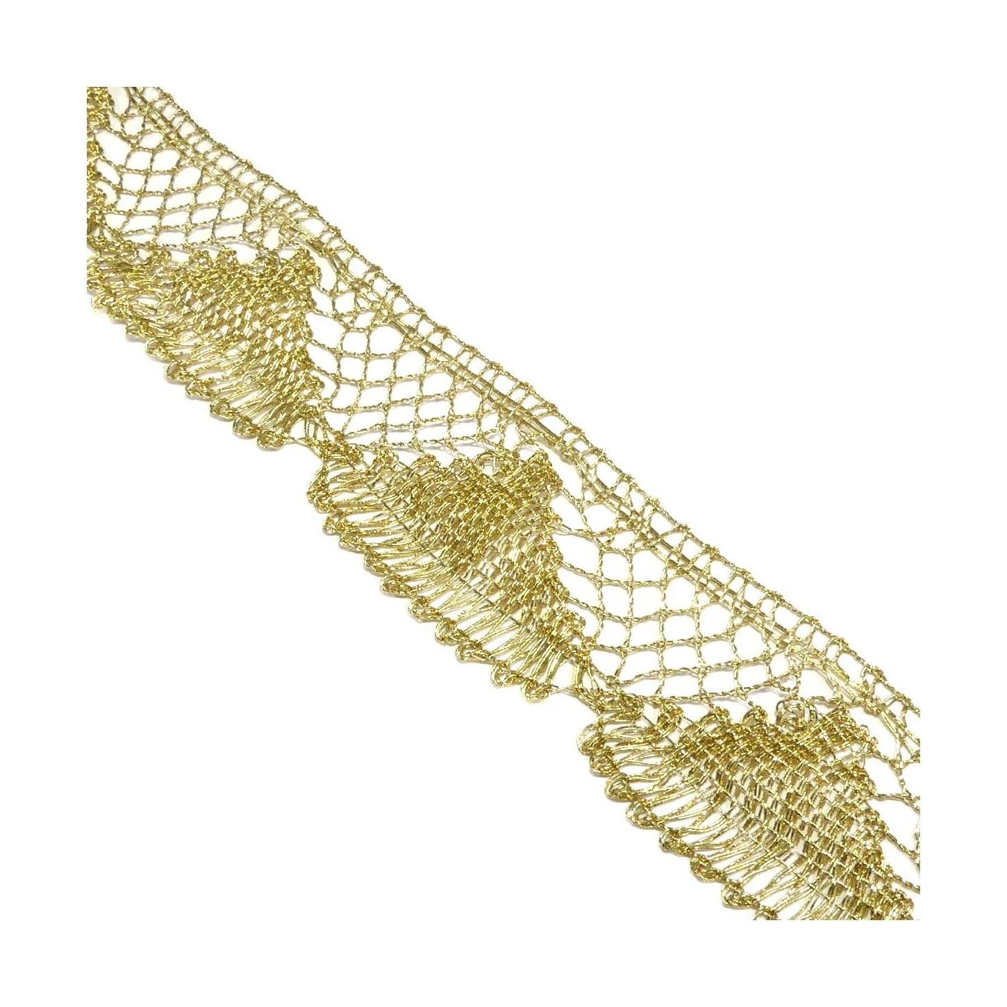 Puntilla De Bolillo Dorada Concha 34mm. Conjunto 8 4 Puntilla De Bolillo Dorada Concha 34mm. Conjunto 8 - Imagen 2