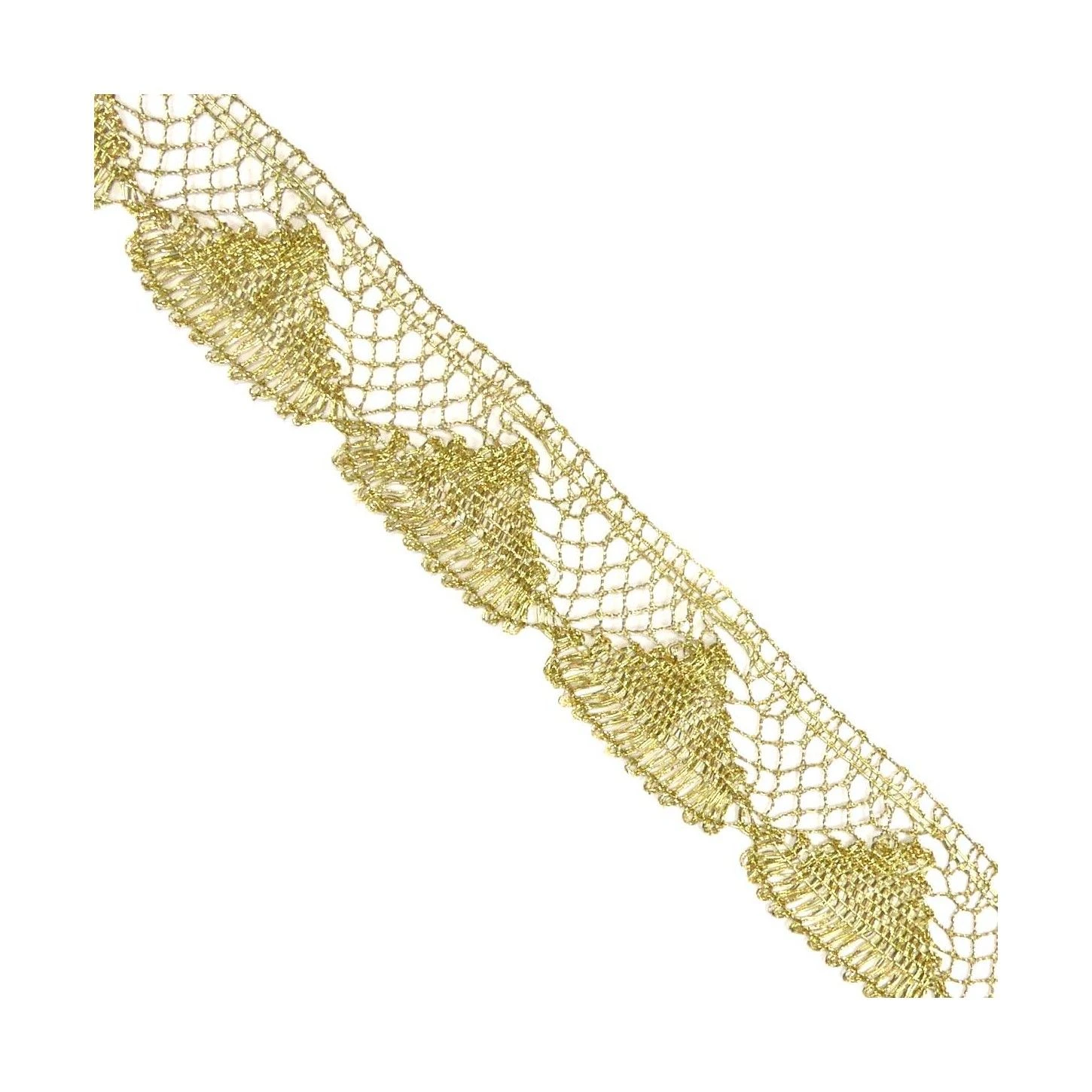 Puntilla De Bolillo Dorada Concha 34mm. Conjunto 8 3 Puntilla De Bolillo Dorada Concha 34mm. Conjunto 8