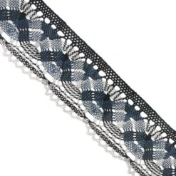 Puntilla De Bolillo Gris Y Azul 5,8cm