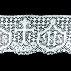 Puntilla De Bolillo Inglés Con Insignia Y Cruz 11cm. Conjunto 4