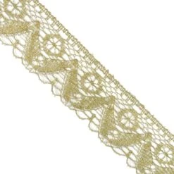 Puntilla De Bolillo Metal Dorado 5,5cm. Conjunto 3