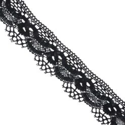 Puntilla De Bolillo Negro 4,5cm. Ondas