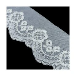 Puntilla De Gasa Bordada Blanco Roto 5cm. Flores -Merceria Botton puntilla de gasa bordada blanco roto 5cm flores 1