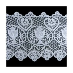 Puntilla De Guipur Blanco Para Iglesia Con Cáliz Y Corazón 16cm