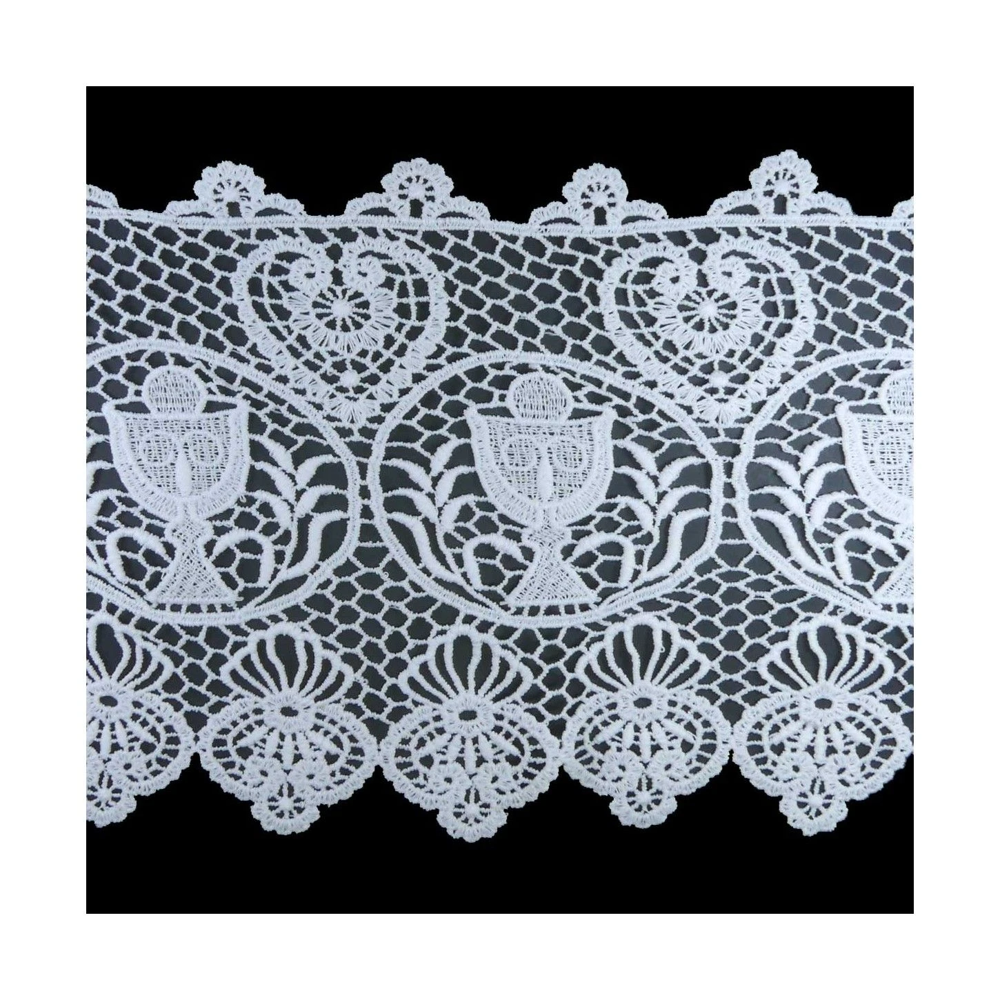 Puntilla De Guipur Blanco Para Iglesia Con Cáliz Y Corazón 16cm 3 Puntilla De Guipur Blanco Para Iglesia Con Cáliz Y Corazón 16cm