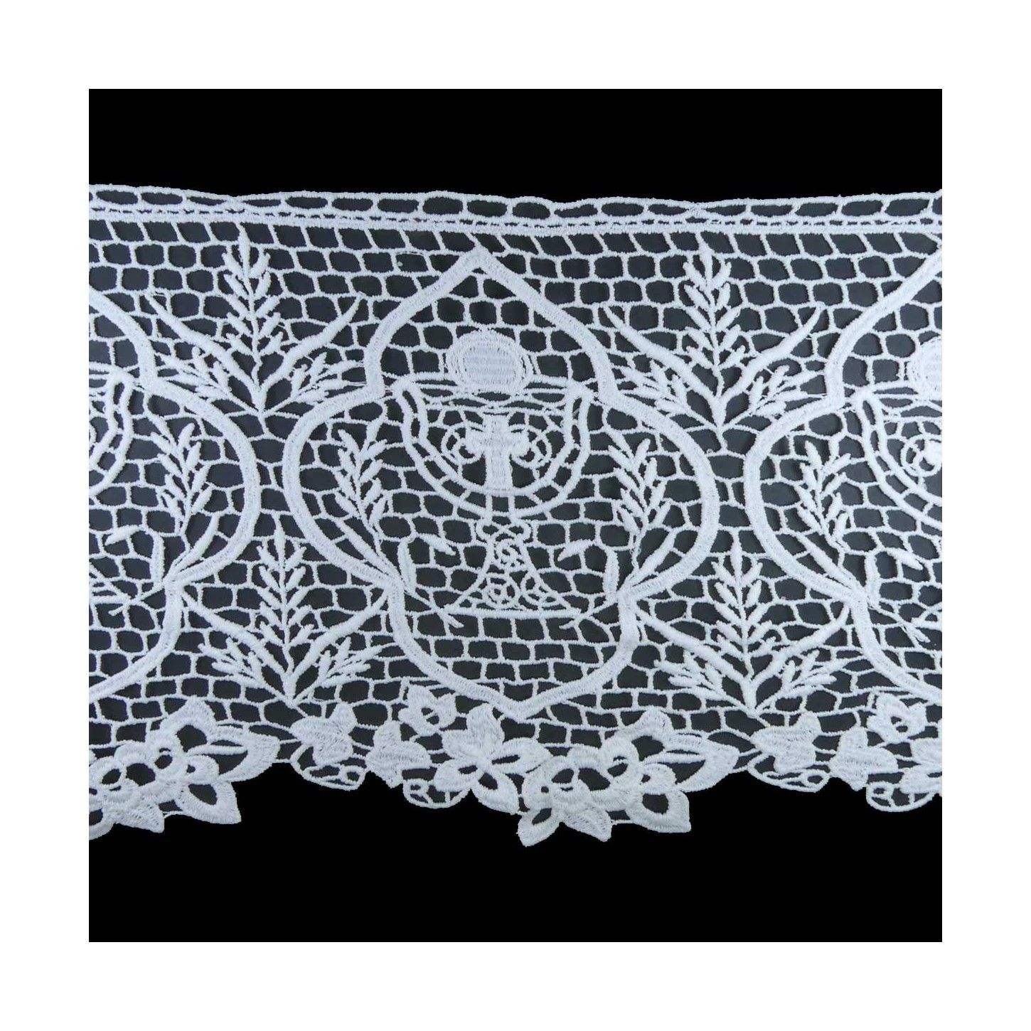 Puntilla De Guipur Blanco Para Iglesia Con Cáliz Y Espigas 17cm 3 Puntilla De Guipur Blanco Para Iglesia Con Cáliz Y Espigas 17cm