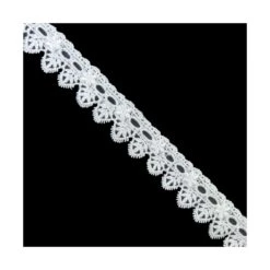 Puntilla De Guipur Con Pasacintas 25mm Blanco