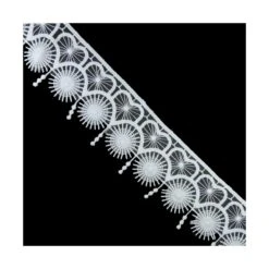 Puntilla De Guipur Diseño Geométrico 5cm. Blanco Y Negro