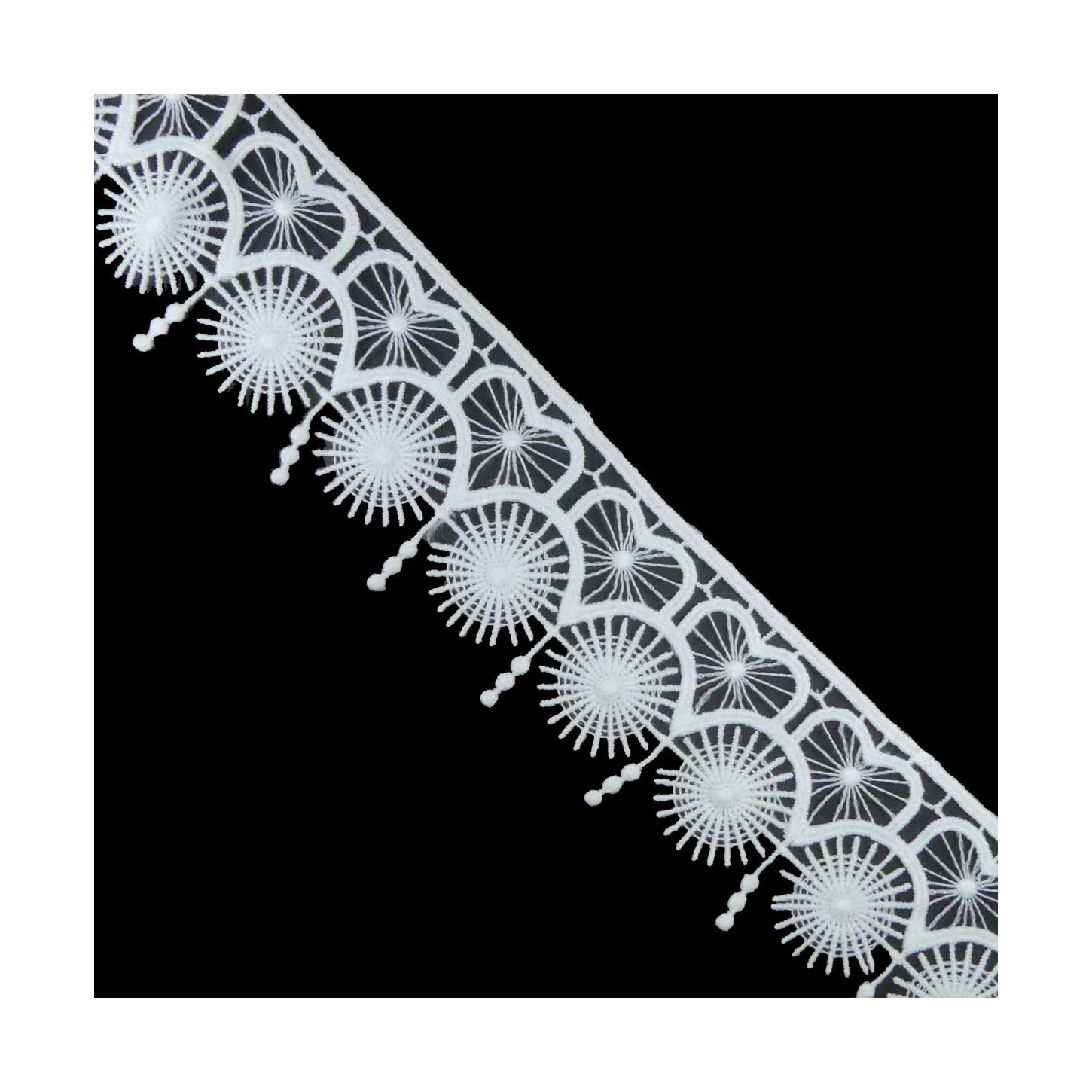 Puntilla De Guipur Diseño Geométrico 5cm. Blanco Y Negro 3 Puntilla De Guipur Diseño Geométrico 5cm. Blanco Y Negro