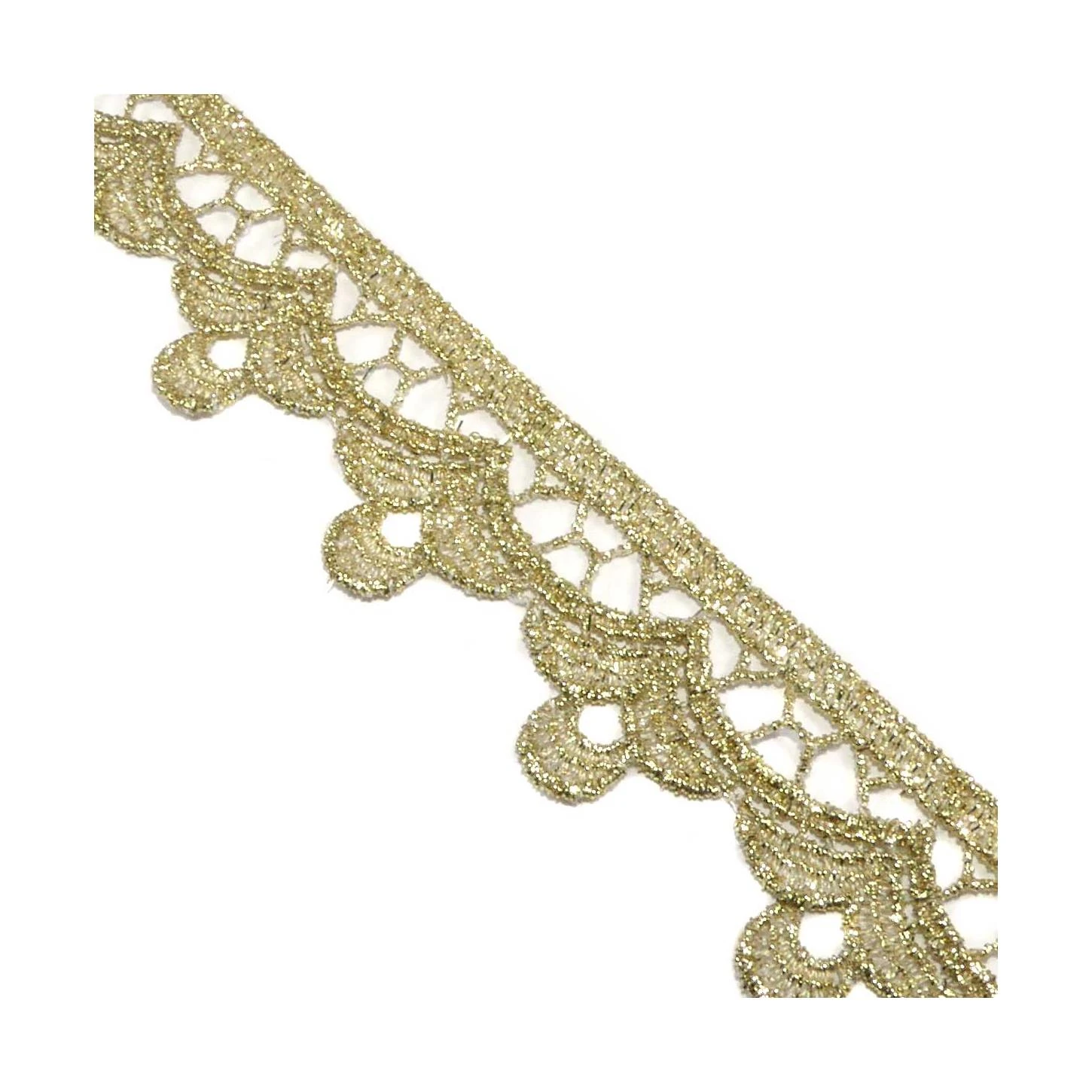 Puntilla De Guipur Dorada 25mm. Festón Doble 4 Puntilla De Guipur Dorada 25mm. Festón Doble - Imagen 2