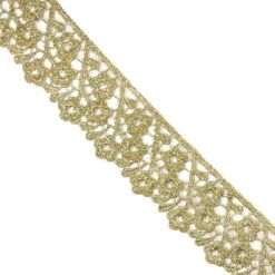 Puntilla De Guipur Dorada 4cm. Flores