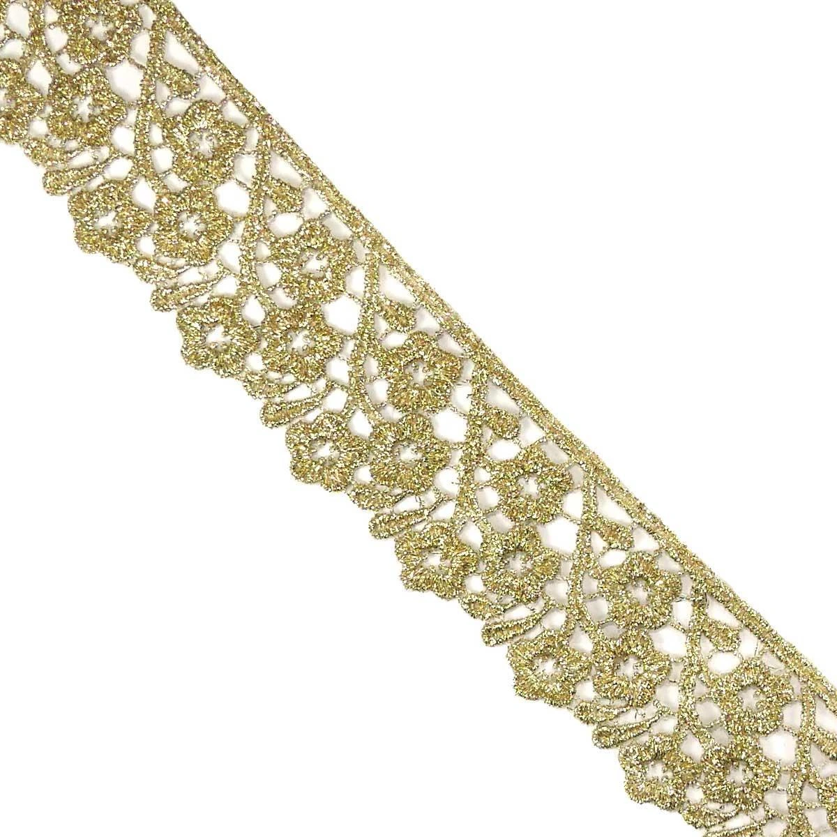 Puntilla De Guipur Dorada 4cm. Flores 3 Puntilla De Guipur Dorada 4cm. Flores