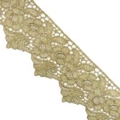 Puntilla De Guipur Dorada 7cm. Floral