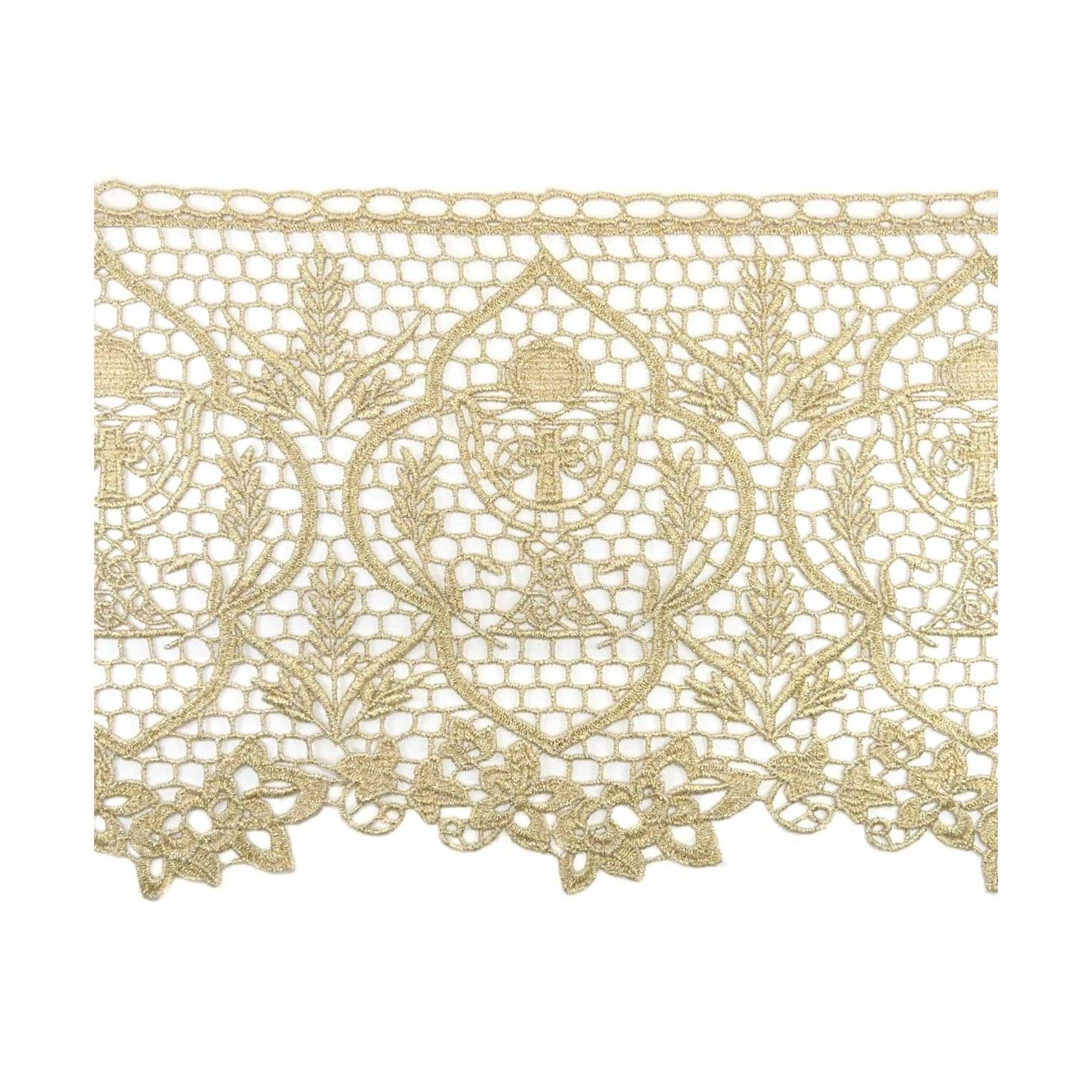 Puntilla De Guipur Dorada Iglesia 18,5cm. Cáliz Y Espigas 3 Puntilla De Guipur Dorada Iglesia 18,5cm. Cáliz Y Espigas