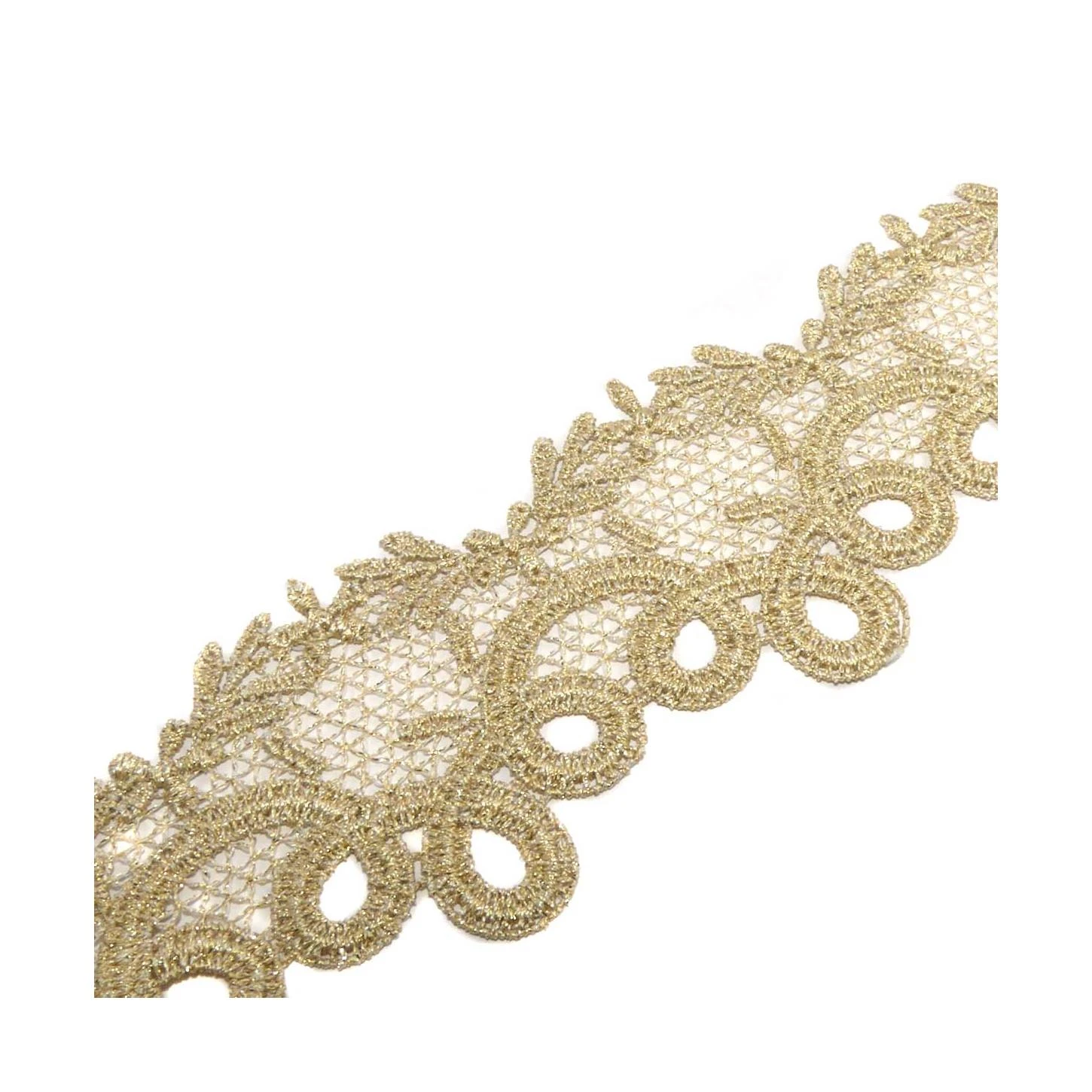 Puntilla De Guipur Dorada Ondas Y Flores 6cm 4 Puntilla De Guipur Dorada Ondas Y Flores 6cm - Imagen 2