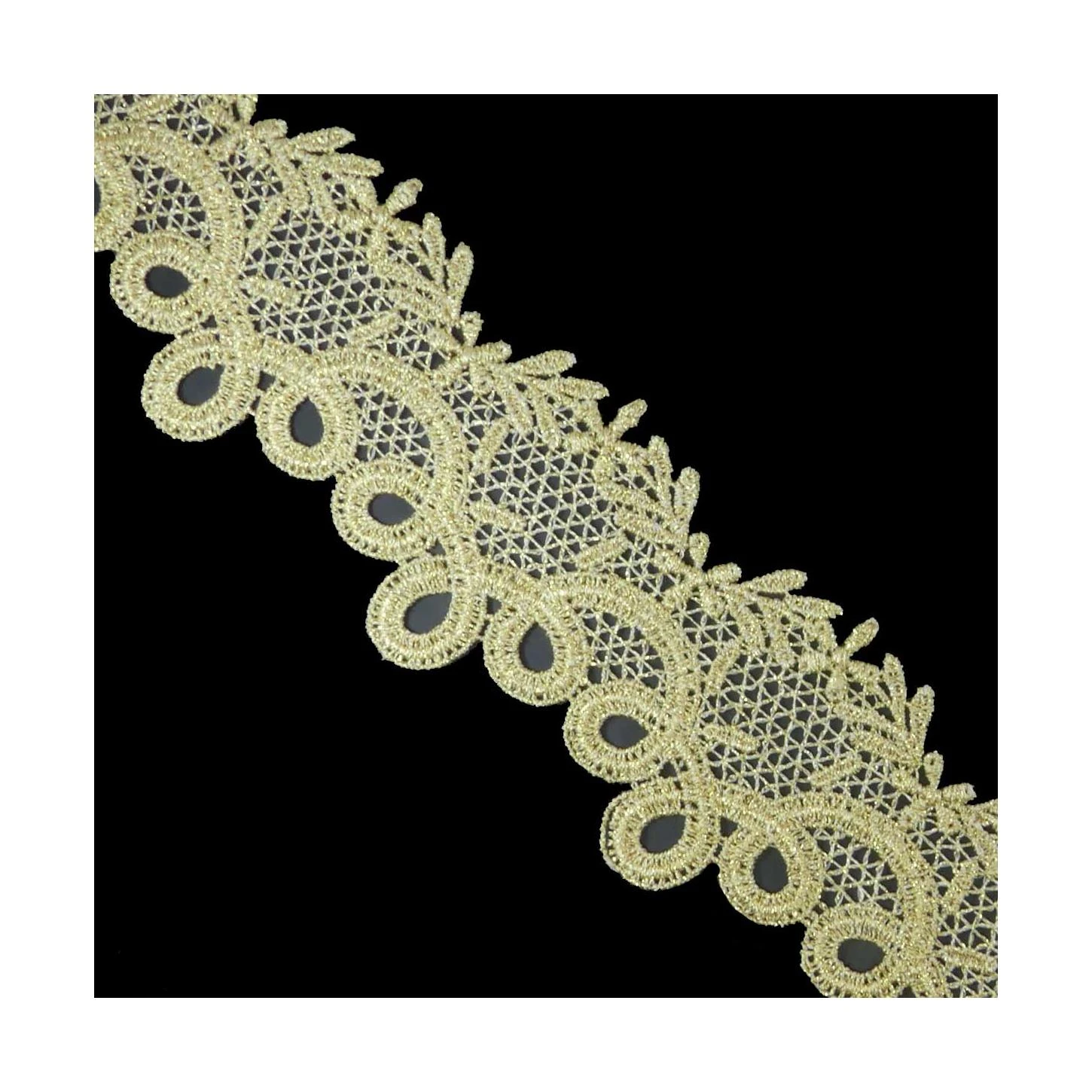 Puntilla De Guipur Dorada Ondas Y Flores 6cm 5 Puntilla De Guipur Dorada Ondas Y Flores 6cm - Imagen 3