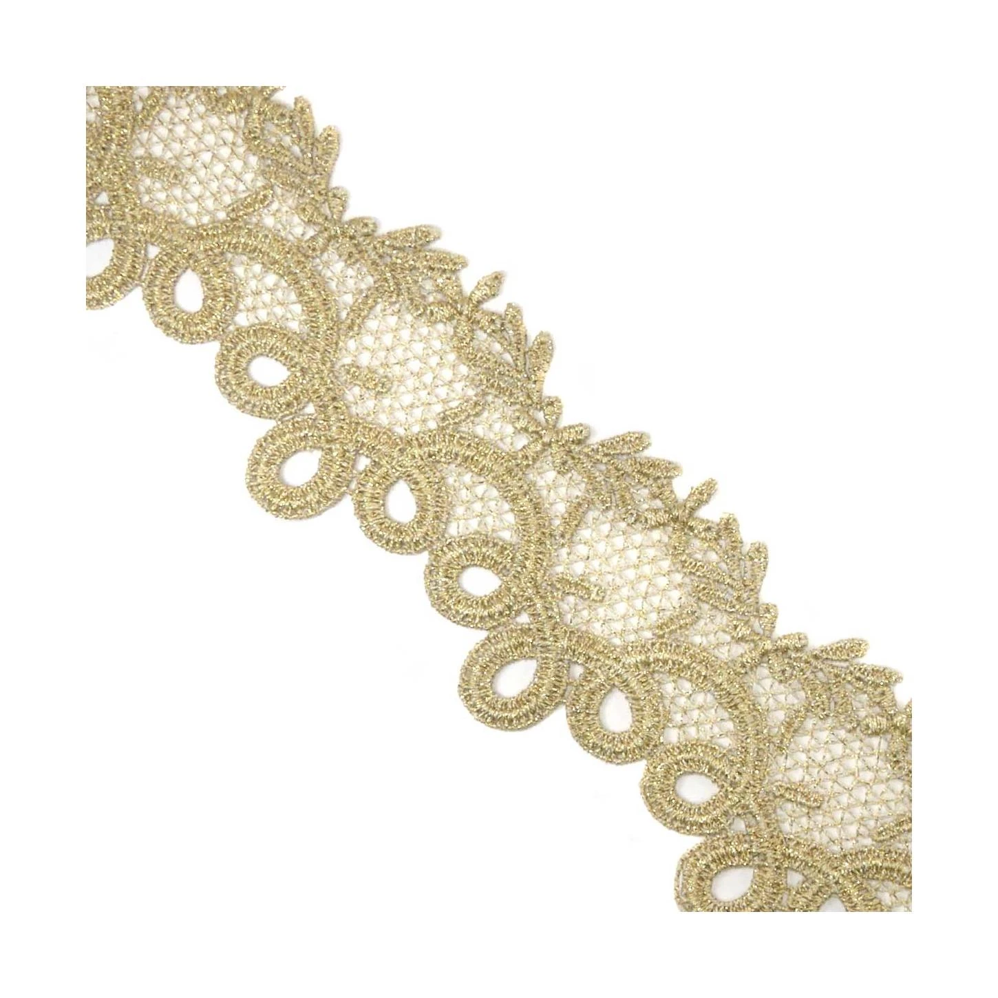 Puntilla De Guipur Dorada Ondas Y Flores 6cm 3 Puntilla De Guipur Dorada Ondas Y Flores 6cm