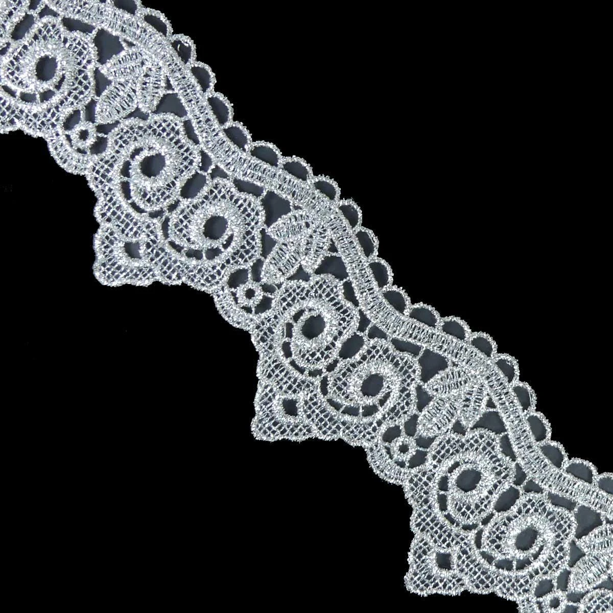 Puntilla De Guipur Metalizada 6cm. Plata Y Oro 3 Puntilla De Guipur Metalizada 6cm. Plata Y Oro