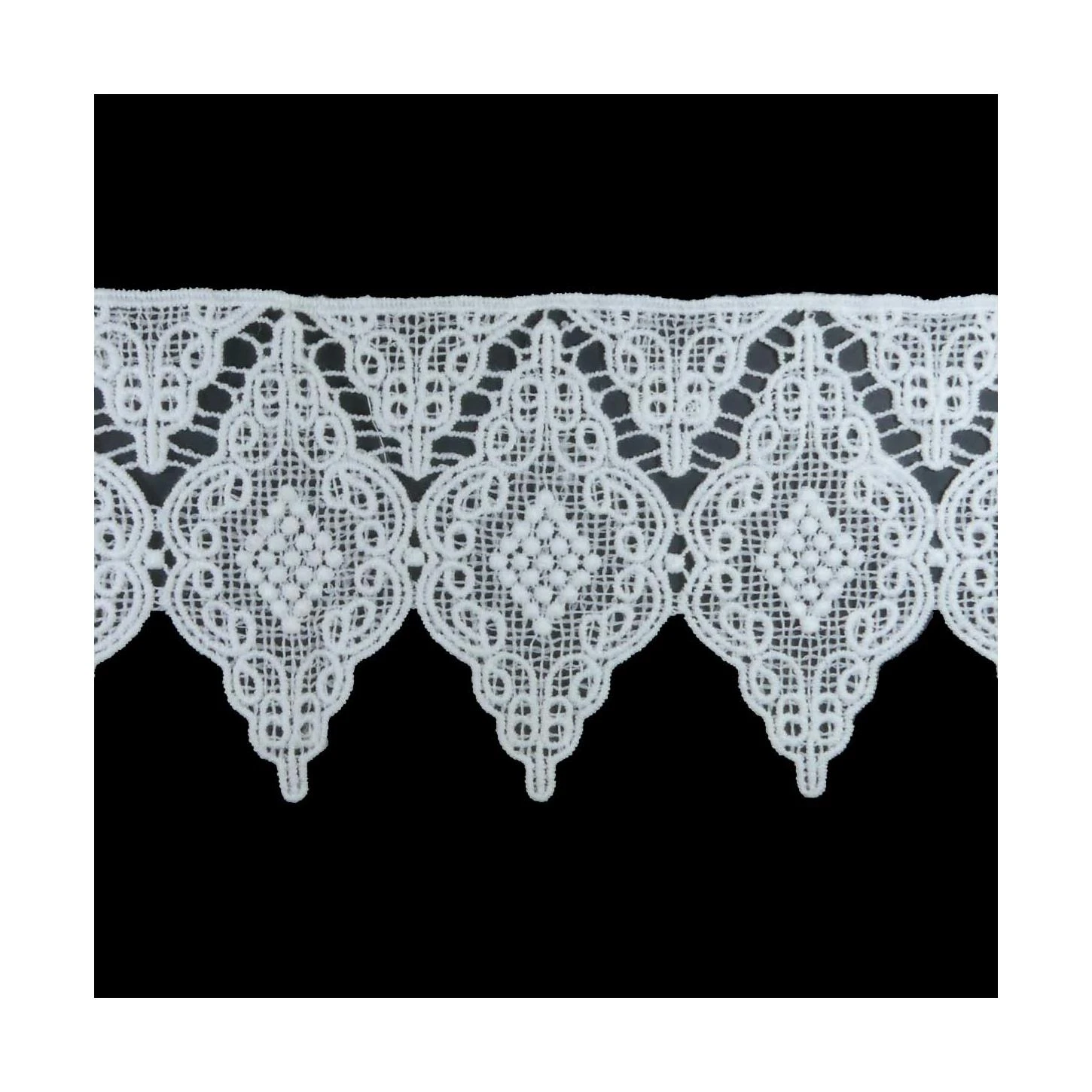 Puntilla De Guipur Pico Y Rombo 95mm. Blanco Y Negro 3 Puntilla De Guipur Pico Y Rombo 95mm. Blanco Y Negro