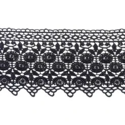 Puntilla De Guipur Rosas Y Picos 9,5cm. Negro