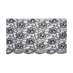 Puntilla De Nylón Negro Ancha Conjunto Floral 13cm