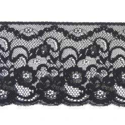 Puntilla De Nylón Negro Floral 11cm