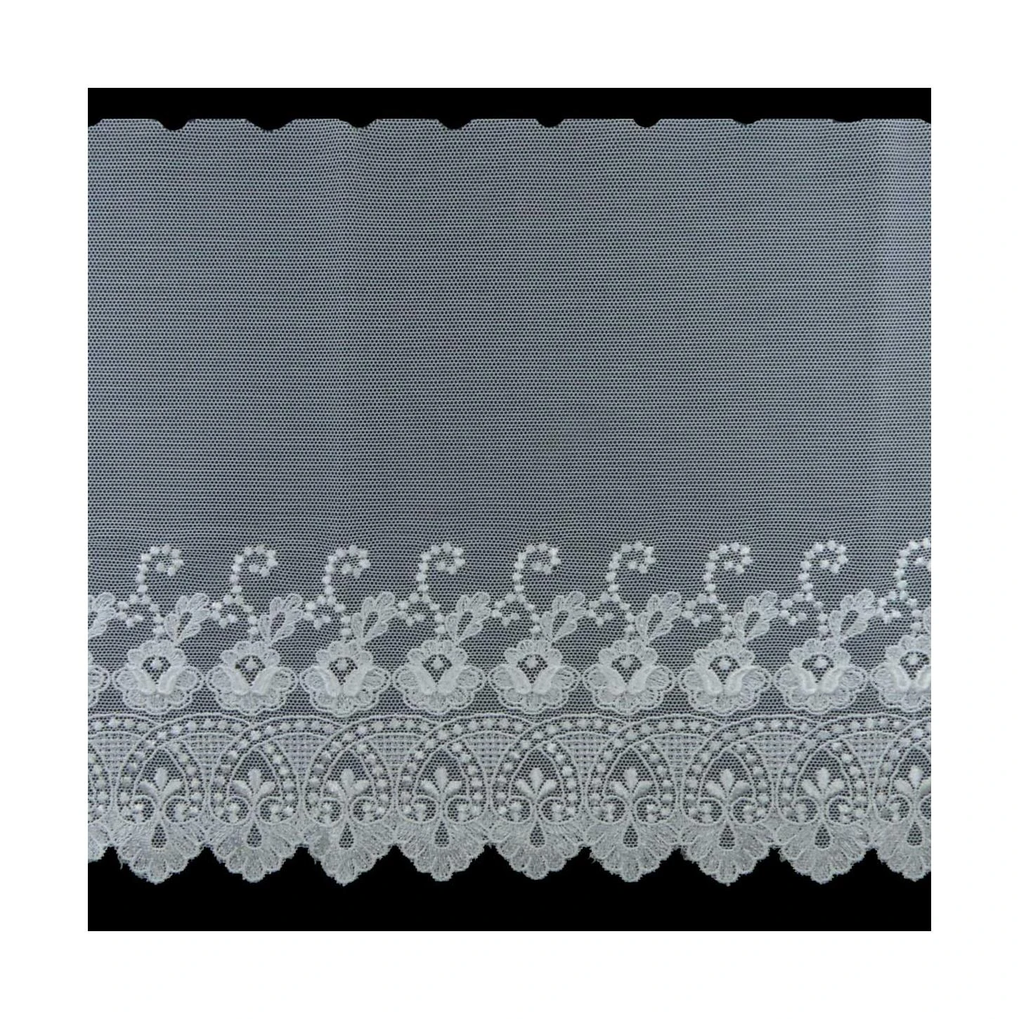 Puntilla De Tul Bordado Blanco 20cm. Tulipán 3 Puntilla De Tul Bordado Blanco 20cm. Tulipán