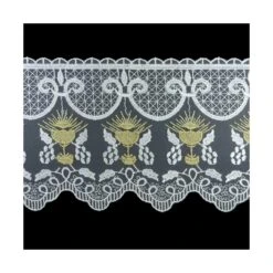 Puntilla De Tul Bordado Blanco Con Cáliz Dorado 13cm