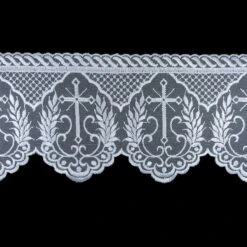 Puntilla De Tul Bordado Blanco Con Cruz 12cm