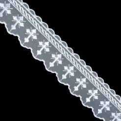 Puntilla De Tul Bordado Blanco Con Cruz 5cm